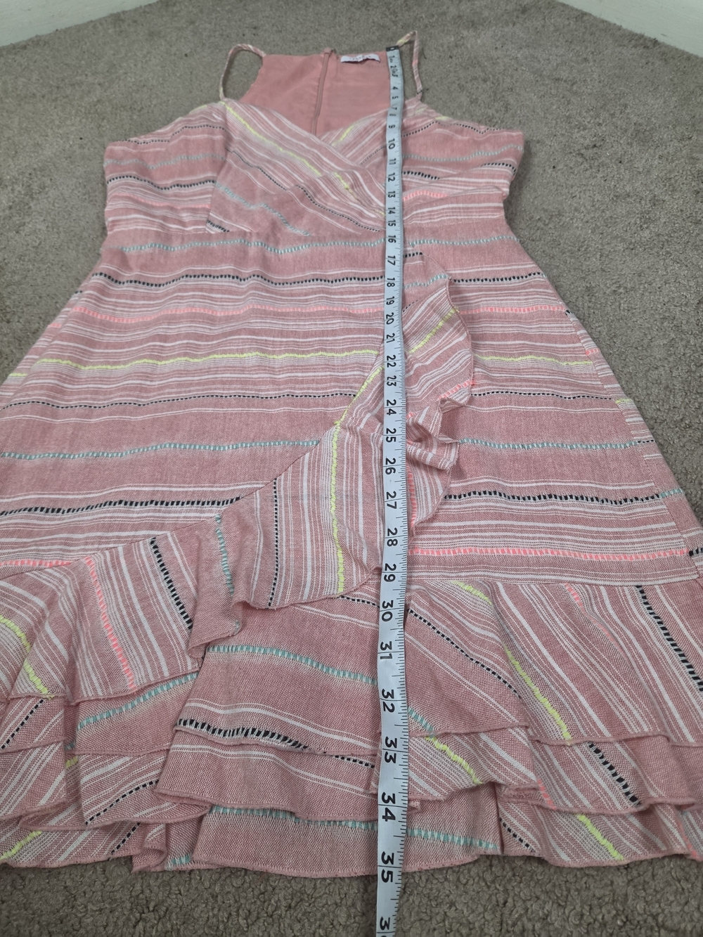Pink Striped Ruffle Wrap Sundress - Picture 8 of 8